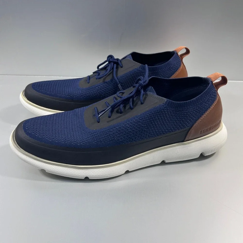 Cole Haan Zerogrand Omni Navy Blue knit Brown leather Oxford Sneaker 11.5 shoe
